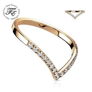 Women's Rose gold Dainty Chevron Promise Ring